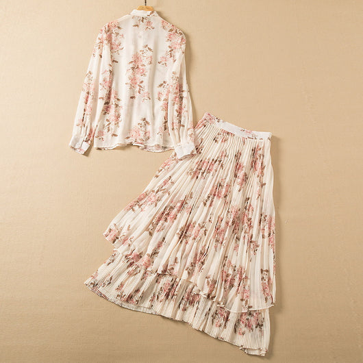 Conjunto Elegante: Blusa Anudada Manga Larga con Falda Plisada - Image 23