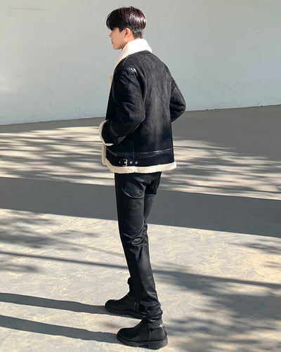 Chaqueta Casual de Lana de Cordero con Cierre para Hombre - Image 29