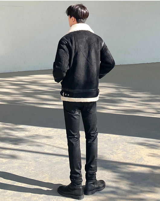 Chaqueta Casual de Lana de Cordero con Cierre para Hombre - Image 32