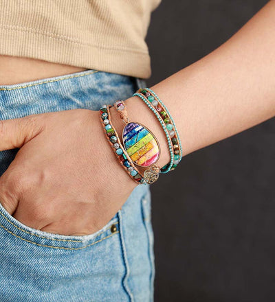 Pulsera de Cuero con Chakras del Emperador - Brazalete Bohemio de Amistad - Image 7
