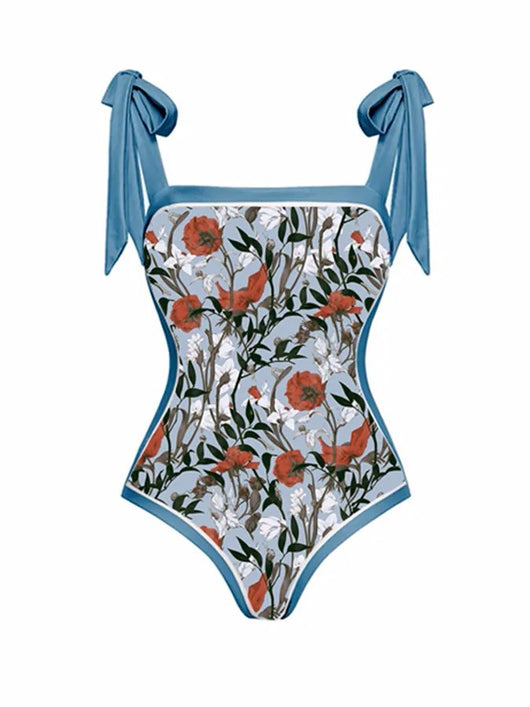 Traje de Baño Dos Piezas Chiffon con Falda Cadera Estampada - Image 61