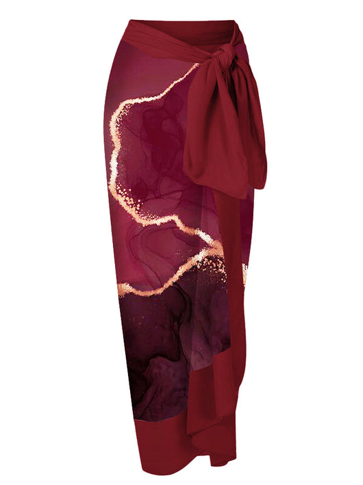 Traje de Baño Dos Piezas Chiffon con Falda Cadera Estampada - Image 64