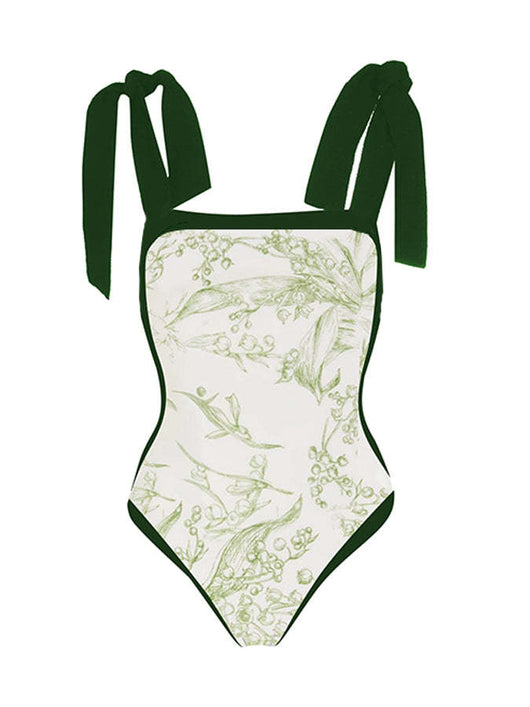 Traje de Baño Dos Piezas Chiffon con Falda Cadera Estampada - Image 72