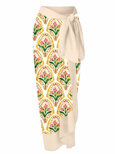 Traje de Baño Dos Piezas Chiffon con Falda Cadera Estampada - Image 75