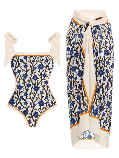 Traje de Baño Dos Piezas Chiffon con Falda Cadera Estampada - Image 76