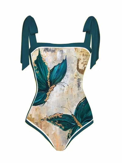 Traje de Baño Dos Piezas Chiffon con Falda Cadera Estampada - Image 86