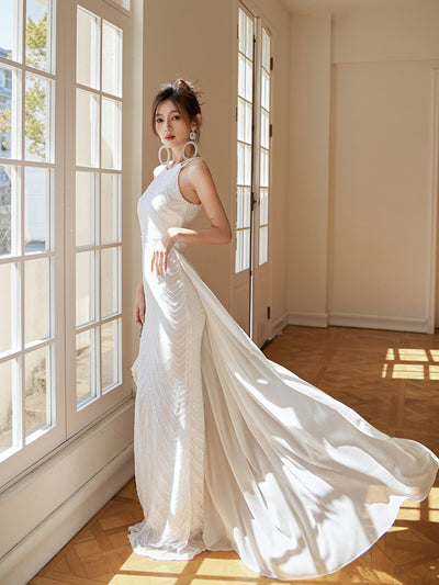 Vestido de Fiesta Blanco con Lentejuelas y Falda Sirena - Image 27