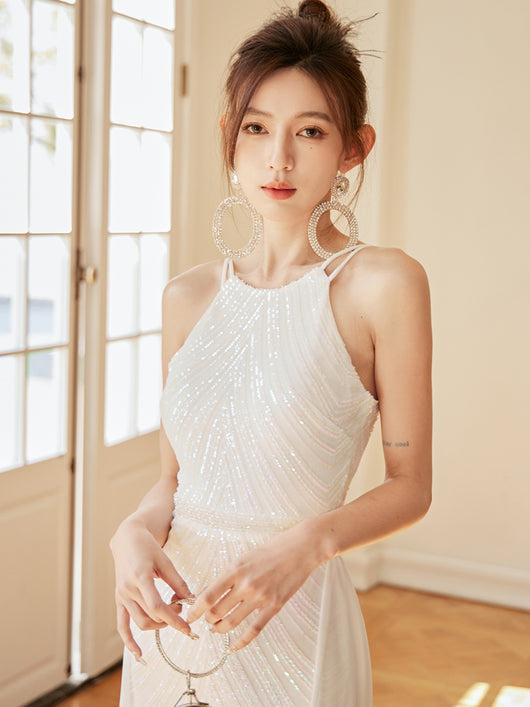 Vestido de Fiesta Blanco con Lentejuelas y Falda Sirena - Image 31