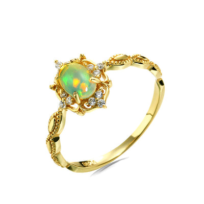Anillo de Ópalo Natural Japonés en Plata 925 y Oro 10K - Image 8