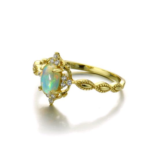 Anillo de Ópalo Natural Japonés en Plata 925 y Oro 10K - Image 10