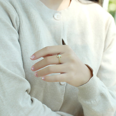 Anillo de Ópalo Natural Japonés en Plata 925 y Oro 10K - Image 13