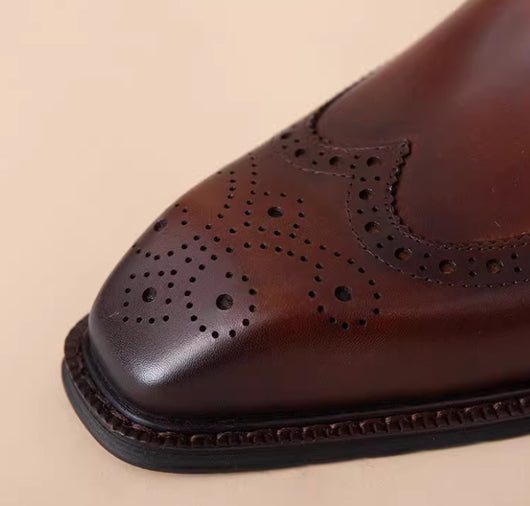 Zapatos de Cuero Británico con Punta Cuadrada Leisure - Image 7