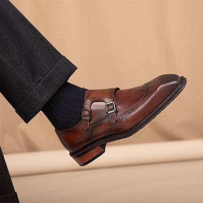 Zapatos de Cuero Británico con Punta Cuadrada Leisure - Image 9