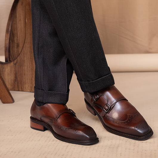 Zapatos de Cuero Británico con Punta Cuadrada Leisure - Image 10
