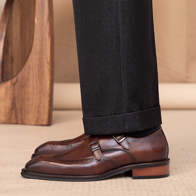 Zapatos de Cuero Británico con Punta Cuadrada Leisure - Image 12
