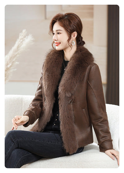 Abrigo Corto para Mujer con Cuello de Piel - Elegancia Invernal - Image 47
