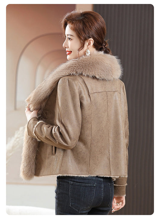 Abrigo Corto para Mujer con Cuello de Piel - Elegancia Invernal - Image 52