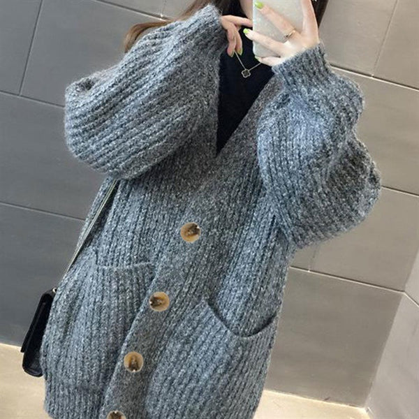 Cardigan Largo Holgado de Moda Casual
