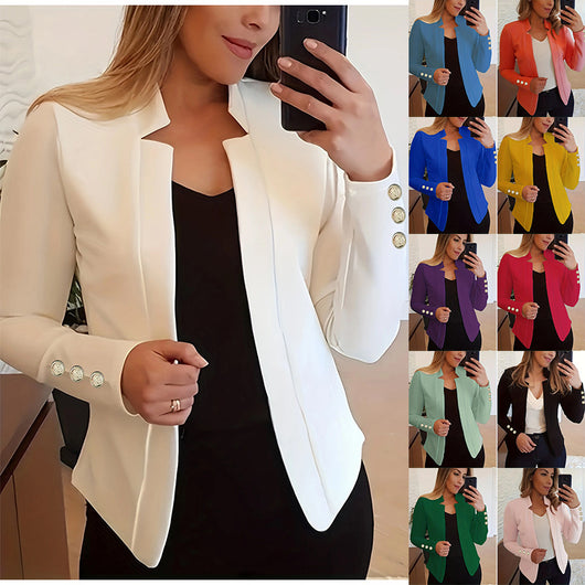 Blazer Ejecutivo de Color Sólido con Puños Estructurados - Image 21