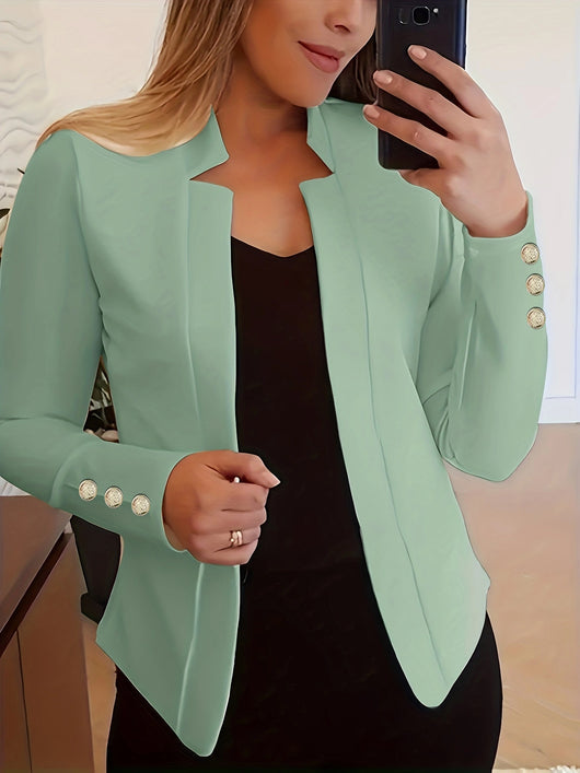 Blazer Ejecutivo de Color Sólido con Puños Estructurados - Image 33