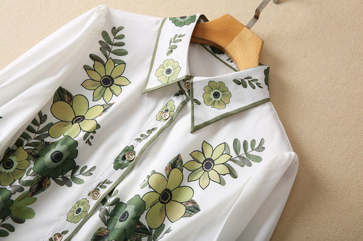 Vestido Camisero Elegante con Estampado Floral y Cordones - Image 9