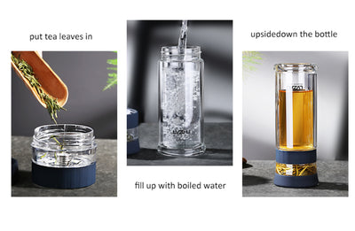 Botella Térmica de Vidrio Borosilicato 400ml con Infusor para Té y Agua - Image 24