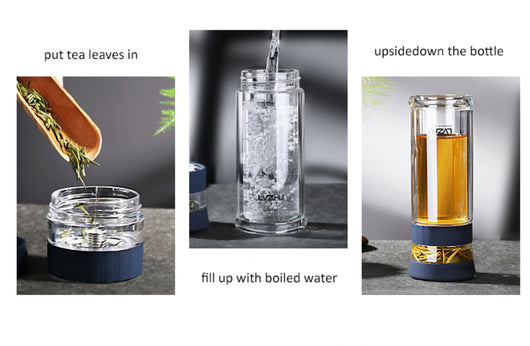 Botella Térmica de Vidrio Borosilicato 400ml con Infusor para Té y Agua - Image 24