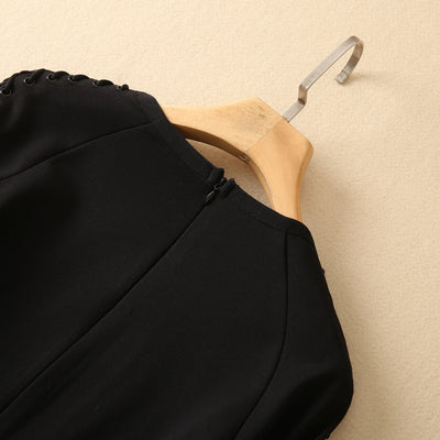 Vestido Largo de Manga Larga con Encaje, Recortes y Malla Tejida - Image 10