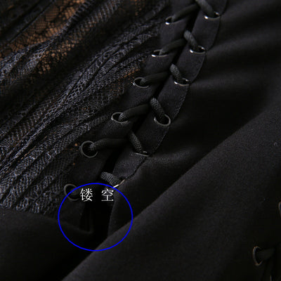 Vestido Largo de Manga Larga con Encaje, Recortes y Malla Tejida - Image 17