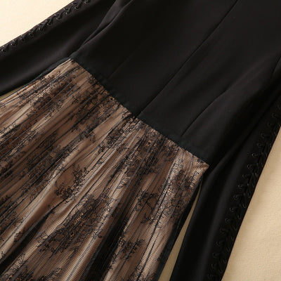 Vestido Largo de Manga Larga con Encaje, Recortes y Malla Tejida - Image 19