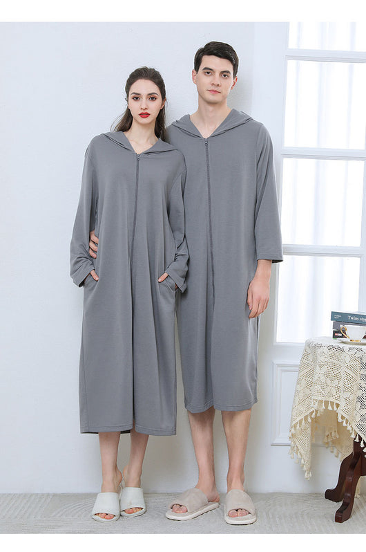 Bata Pijama con Cierre Capucha para Parejas - Image 17