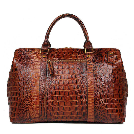 Bolso de Viaje de Cuero Genuino con Estampado Cocodrilo - Image 6