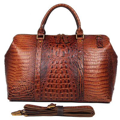 Bolso de Viaje de Cuero Genuino con Estampado Cocodrilo - Image 7