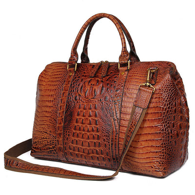 Bolso de Viaje de Cuero Genuino con Estampado Cocodrilo - Image 9