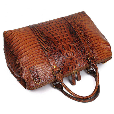 Bolso de Viaje de Cuero Genuino con Estampado Cocodrilo - Image 11
