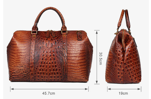 Bolso de Viaje de Cuero Genuino con Estampado Cocodrilo - Image 12