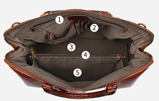 Bolso de Viaje de Cuero Genuino con Estampado Cocodrilo - Image 13