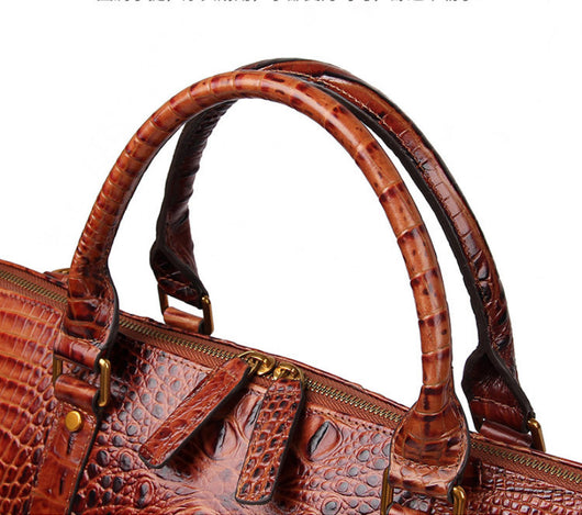Bolso de Viaje de Cuero Genuino con Estampado Cocodrilo - Image 14