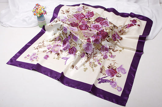 Pañuelo de Seda Artificial Estampado Retro - Accesorio Versátil para Mujer - Image 52