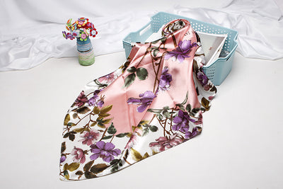 Pañuelo de Seda Artificial Estampado Retro - Accesorio Versátil para Mujer - Image 53
