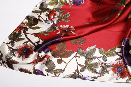 Pañuelo de Seda Artificial Estampado Retro - Accesorio Versátil para Mujer - Image 64