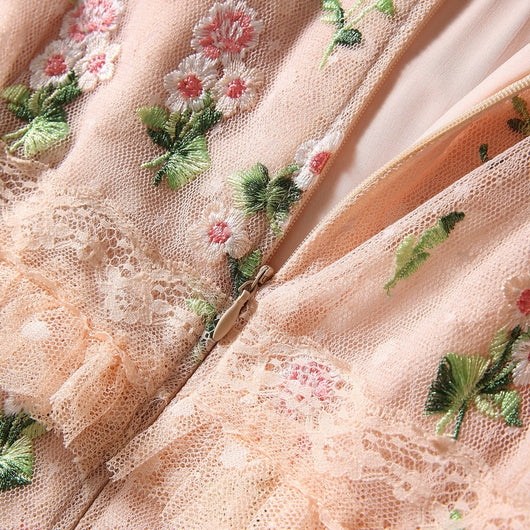 Vestido Largo de Encaje Floral Bordado con Mangas Largas - Image 19