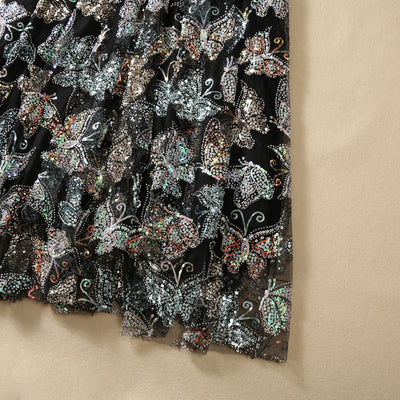 Vestido Largo con Mangas y Diseño de Mariposas Lentejuelas Brillantes - Image 13