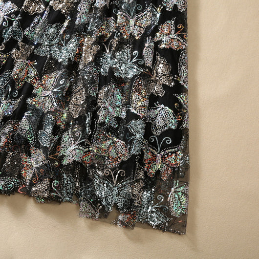 Vestido Largo con Mangas y Diseño de Mariposas Lentejuelas Brillantes - Image 13