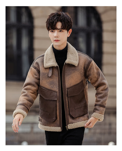 Abrigo Casual de Cuero y Pelaje para Hombre - Image 17