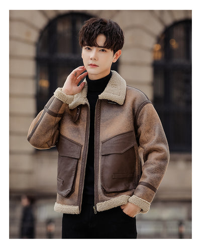 Abrigo Casual de Cuero y Pelaje para Hombre - Image 19