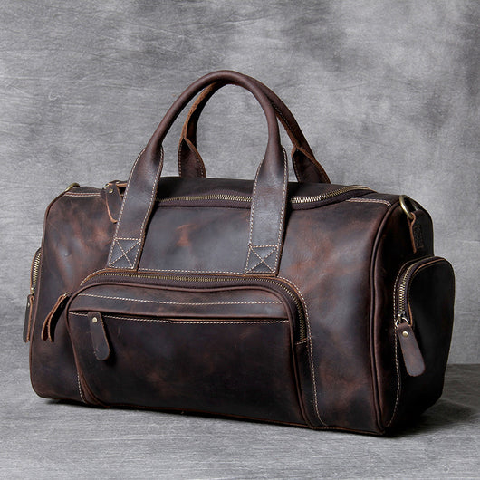 Bolsa de Viaje Grande en Cuero Genuino con Asa Superior Estilo Retro - Image 10