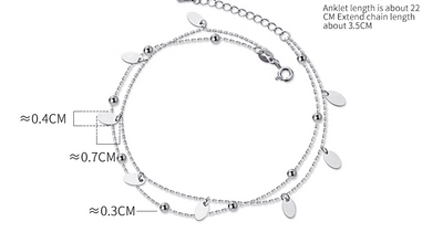 Pulsera Tobillera Plata S925 Doble Capa Diseño Minimalista Ovalada Brillante - Image 12