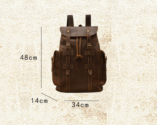 Mochila de Cuero Retro Crazy Horse para Hombre - Bolsa Casual Versátil - Image 14