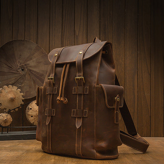 Mochila de Cuero Retro Crazy Horse para Hombre - Bolsa Casual Versátil - Image 15